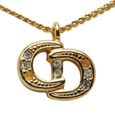 ディオール CDロゴ ラインストーン ネックレス ゴールド メッキ レディース Dior 【中古】